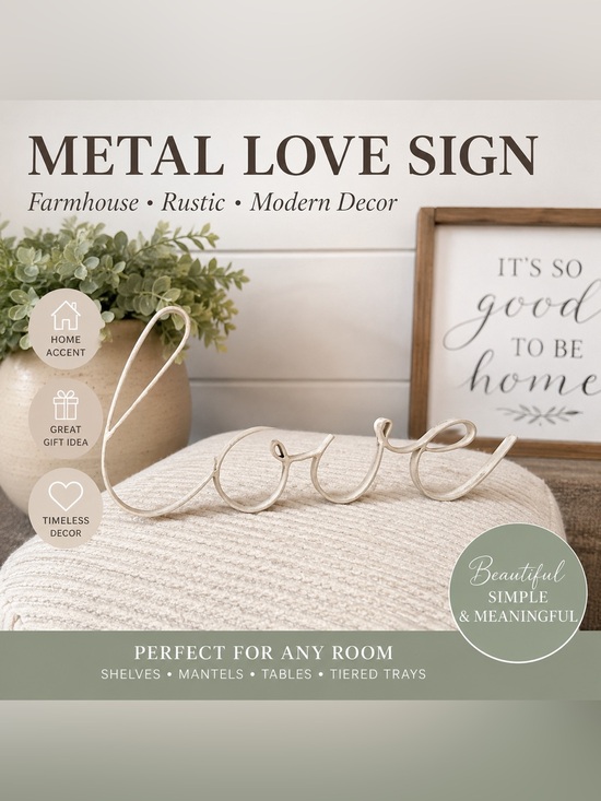 Other - Metal Love Sign | Cursive Love Decor | Farmhouse Home Accent | Modern Rustic